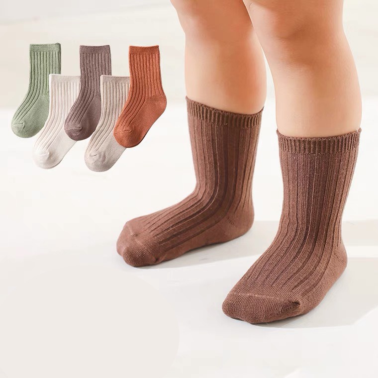 Vỉ 3 đôi tất vớ sơ sinh trơn tone màu Hàn quốc cho bé Sambaby