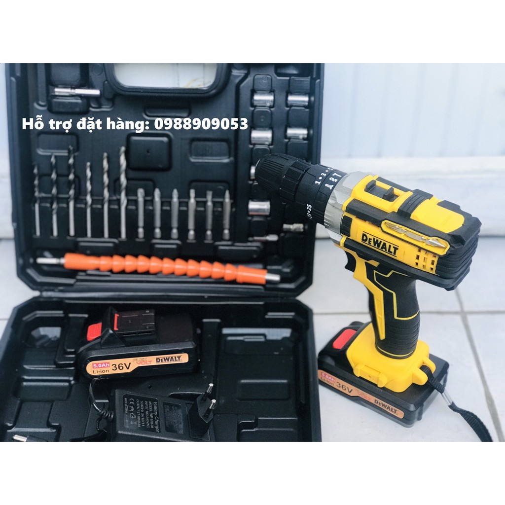 Máy Khoan Pin Dewalt 36V Có Búa Lõi Đồng loại 2 pin