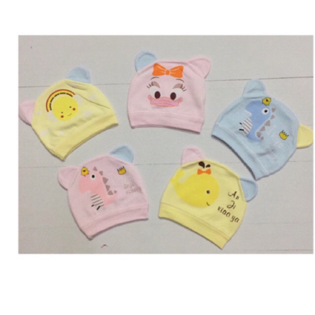 Sét 2 Mũ cotton sơ sinh cao cấp cho bé