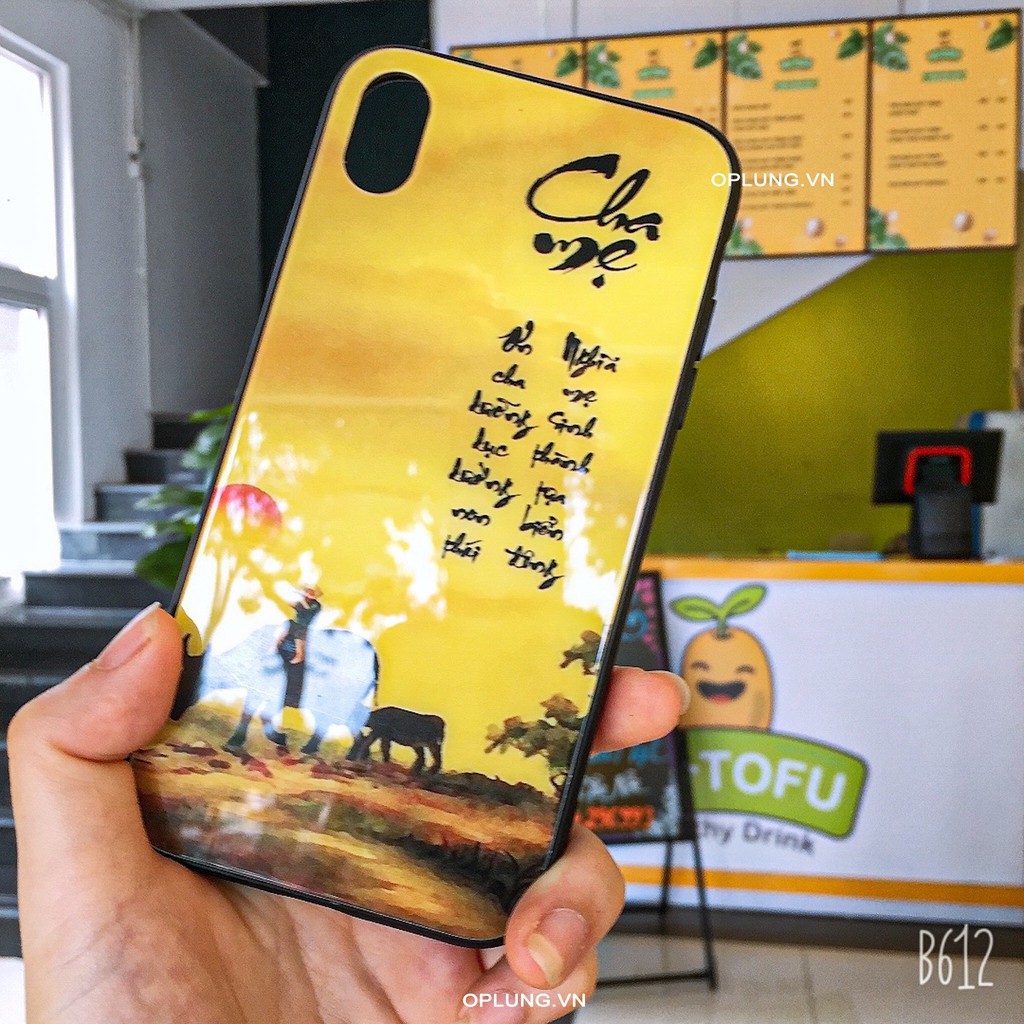 Ốp iphone 7plus- ốp kính tranh thư pháp Cha Mẹ dành cho iphone 7plus đủ mã từ 6 đến 11 pro max 12promax 13 pro max