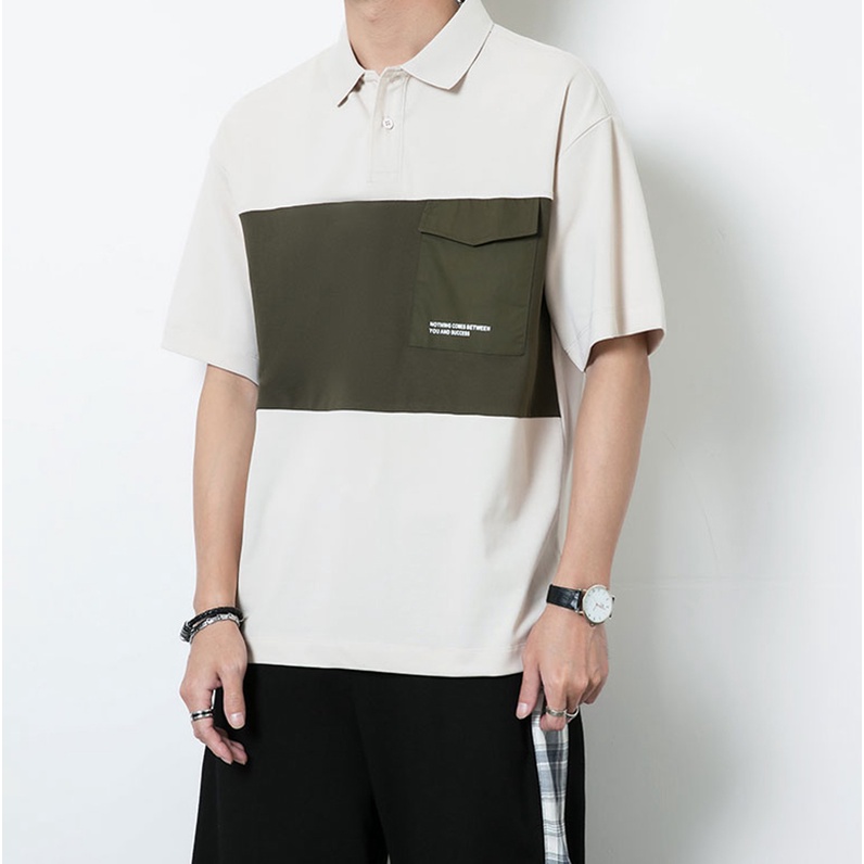 Áo Thun Polo Nam Nữ Tay Lỡ Phối Túi Ngực Cổ Bẻ Thời Trang Mixxmen TOP NAM 228