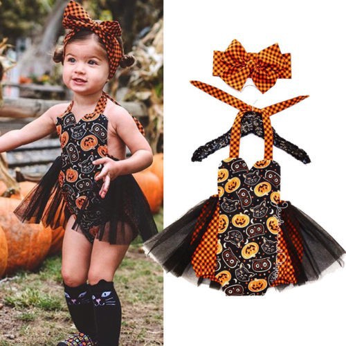 Bộ bodysuit 2 món phong cách halloween dành cho bé gái