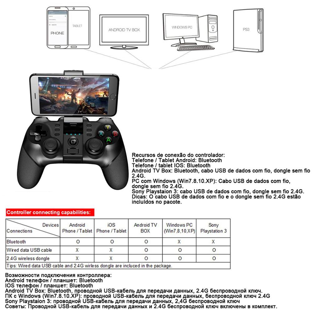 Tay Cầm Chơi Game Bluetooth Ipega 9076 Pg-9076 Cho Điện Thoại Android / Pc / Tv / Pc / Ps3 Vr