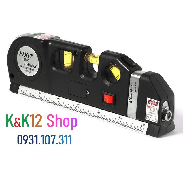 Thước thuỷ Nivo cân mực laser da năng F2018 Fixit Laser Levelpro3 với 2 tia dọc ngang + Tặng Kèm 3 Viên Pin