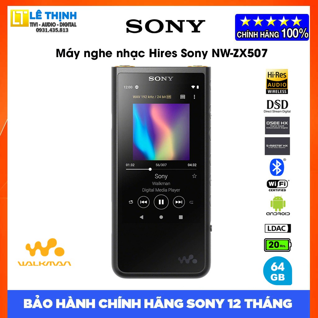 Máy nghe nhạc Hires Sony Walkman NW-ZX507 | Hãng phân phối | Bảo hành chính hãng 12 tháng toàn quốc