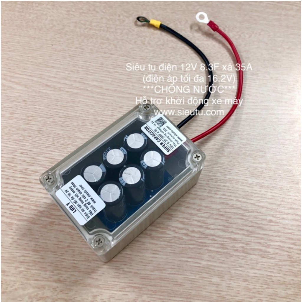 Hộp CHỐNG NƯỚC Siêu tụ điện 12V  8.3F xả 35A