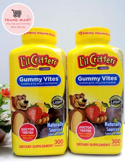 Kẹo dẻo gấu L’il Critters Gummy Vites 300 viên - Hàng Mỹ