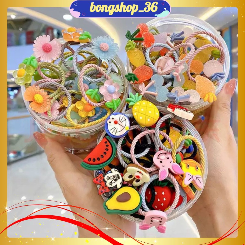 Hộp 30 Chun Buộc Tóc Ngộ Nghĩnh Cho Bé Yêu
