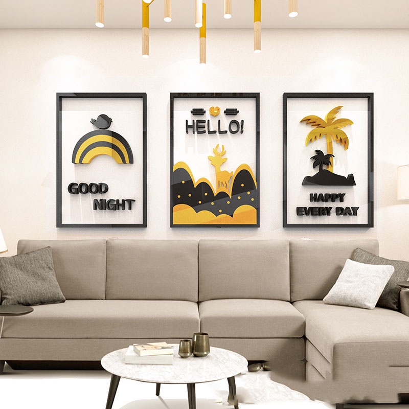 Tranh Mica trang trí Bộ ba tranh phong cảnh Trang trí Phòng khách, phòng ngủ, cửa hàng Nhiều Size - EPeBen