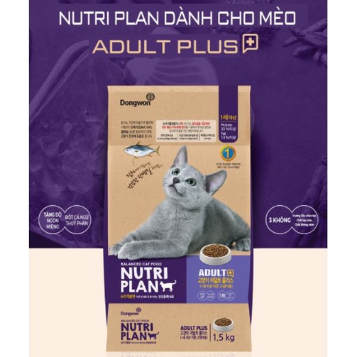 1.5kg - Hạt Nutri Plan Plus dành cho Mèo con và Mèo trưởng thành công thức Hàn Quốc