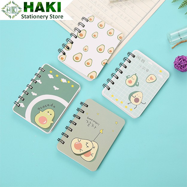 Sổ tay cute ghi chép kế hoạch, công thức, từ vựng - sổ mini gáy lò xo họa tiết bơ xinh xắn S09