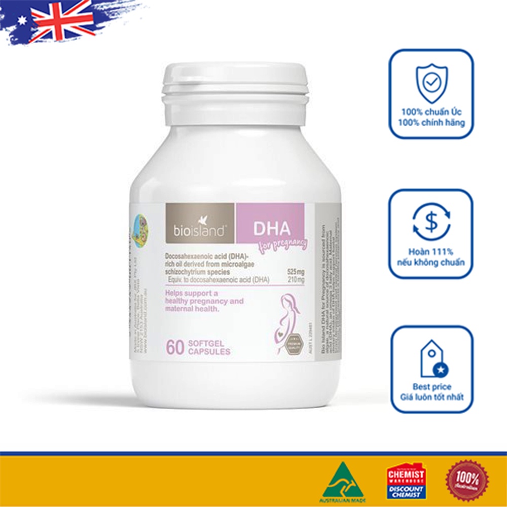 [Tem Chemist] DHA bầu Úc Bio Island DHA for Pregnancy 60 viên