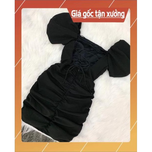 [Hàng Chất Lượng] (HÌNH THẬT) Đầm Tay Con Đan Dây Lưng GOHA (ĐEN) | BigBuy360 - bigbuy360.vn