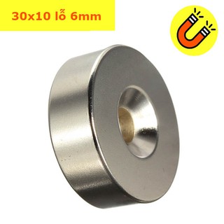 Nam châm đất hiếm 30x5 lỗ 5mm, 30x10 lỗ 5mm