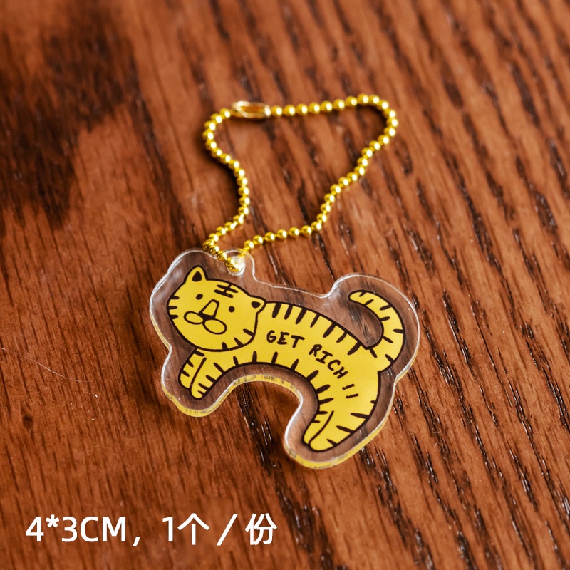 Q797 Phụ kiện hộp quà và trang trí cây cảnh Thẻ thú cưng hình bé hổ dễ thương - mang ý nghĩa lời chúc giàu có Tết 2022