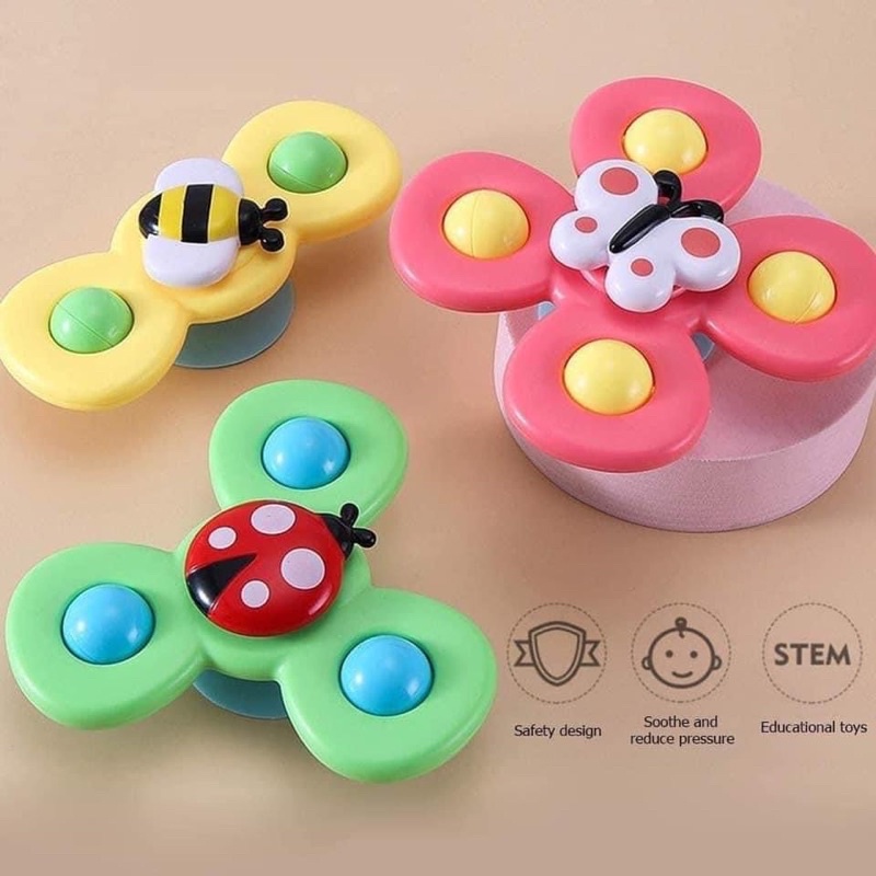 🙈🙈🙈 [Hàng Loại 1] Set 3 con quay spinner hình côn trùng dễ thương – đồ chơi con quay vui nhộn cho bé