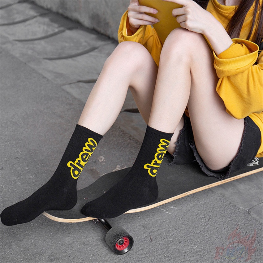❀ Vớ Nhà Drew ❀ 1 Đôi Tất Ngắn Thời Trang Hip Hop Đường Phố Unisex