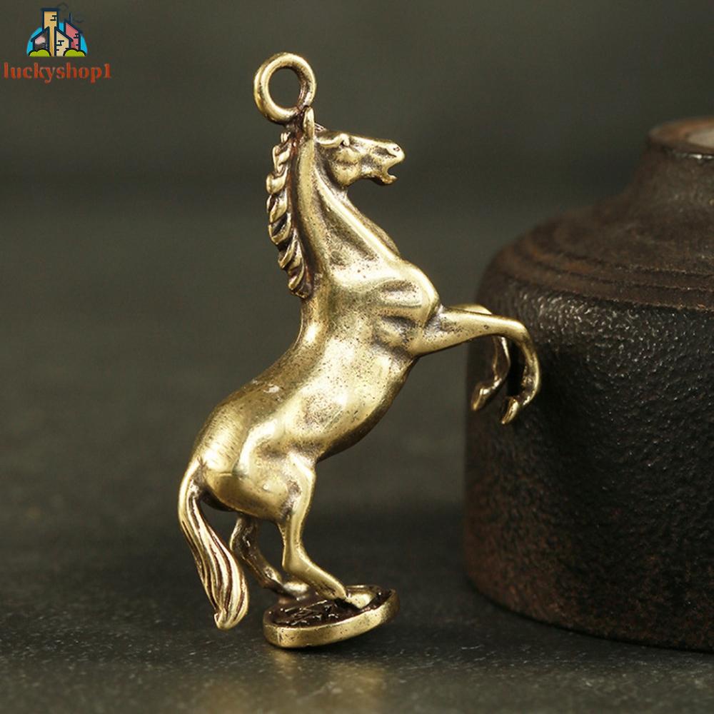 Mini Vintage Brass Portable Horse Pendant Home Office Decor Ornament 100% brand new and high quality