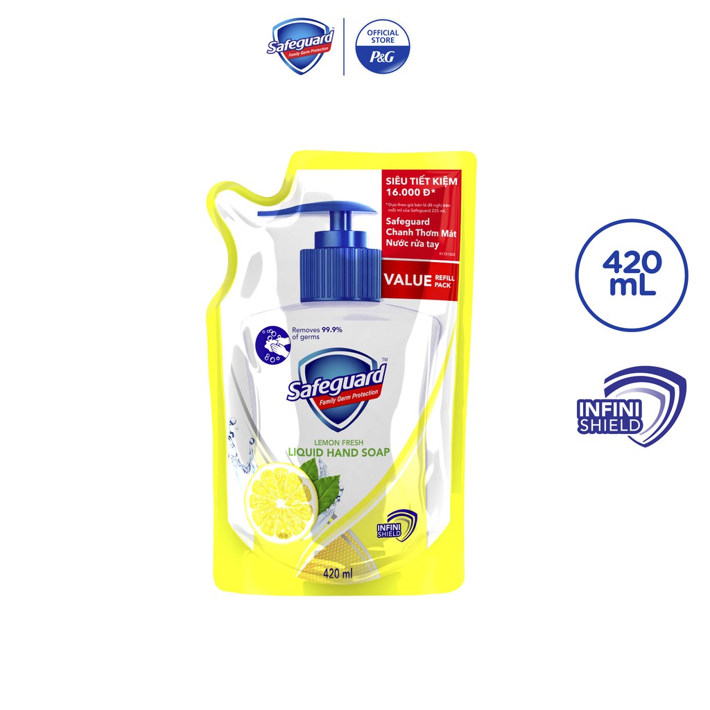 Túi Nước Rửa Tay Safeguard Hương Chanh 420ml