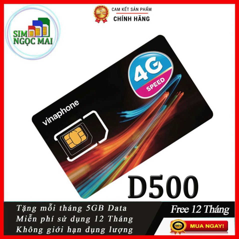 THANH LÝ XẢ KHO Sim 4G Vinaphone D500 , D500T Trọn Gói 1 NĂM - 60GB DATA - TỐC ĐỘ CAO - XÀI THẢ GA KHÔNG LO VỀ GIÁ - THÍ