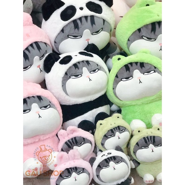 Gấu bông  🤎 Mèo hoàng thượng 3 màu 🤎 - Mèo bông đội lốt Panda, Thỏ Ếch siêu mịn hàng nhập cao cấp