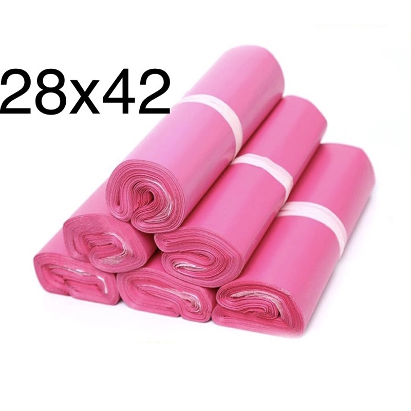 Túi gói hàng niêm phong size 28x42 màu hồng