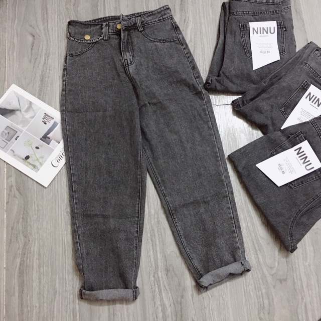 Quần jeans nữ baggy túi nắp lưng cao vải đẹp Bingshop | BigBuy360 - bigbuy360.vn