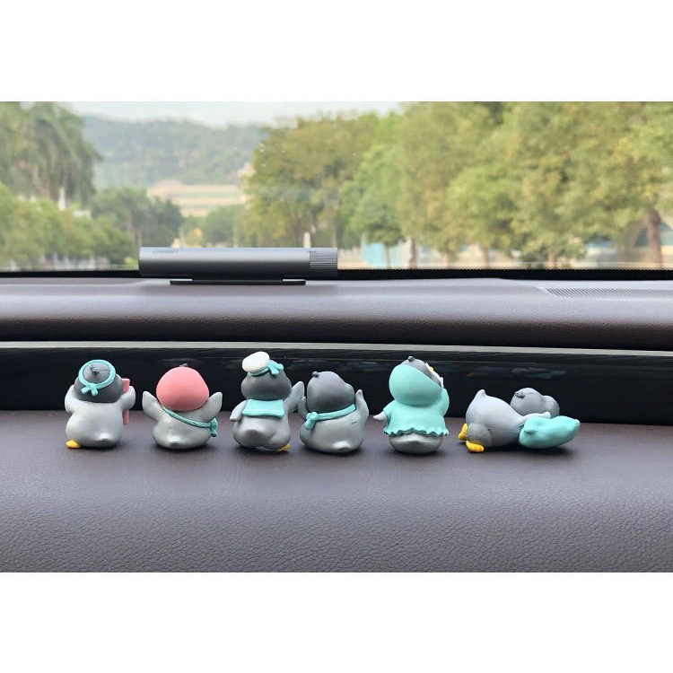 Bộ 6 Búp Bê Chim Cánh Cụt Hoạt Hình Chống Trượt Trang Trí Bảng Điều Khiển Xe Hơi