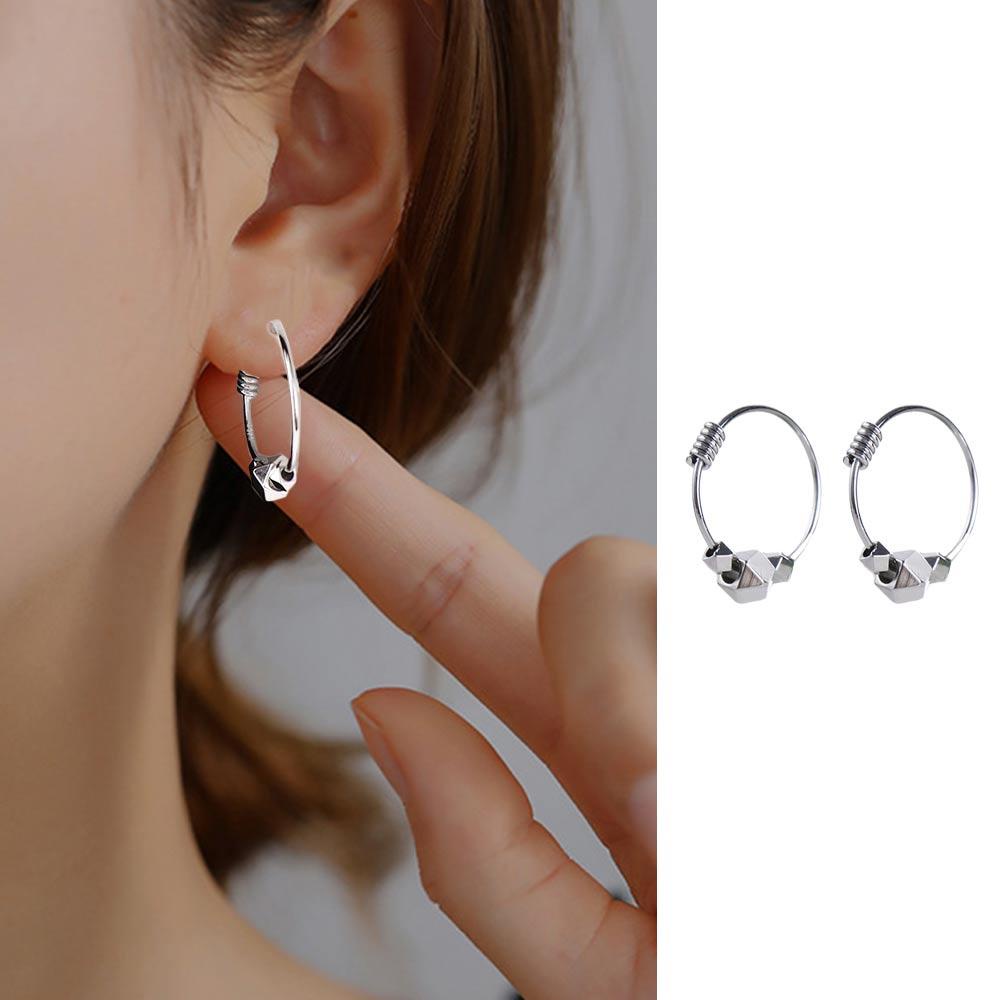 Bông Tai Hình Khối Lập Phương Thiết Kế Tối Giản Cho Nữ