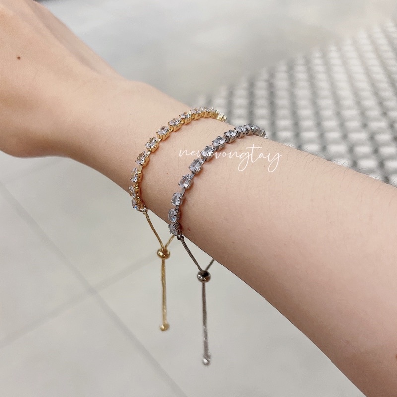 Lắc Tay Nữ, Vòng Tay Nữ Dây Rút Đính Đá phong cách vintage
