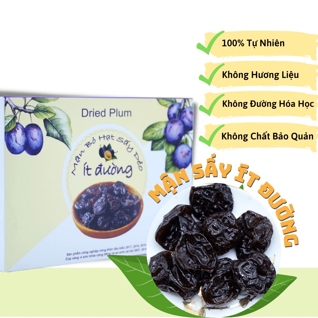 Mận Mộc Châu Sấy Dẻo không hạt ít đường (240g) - Đặc Sản Mộc Châu, ăn vặt ngon bổ rẻ