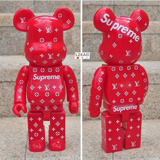Mô hình nhân vật bearbrick × l&v × supreme 6 mặt 400% 28 cm