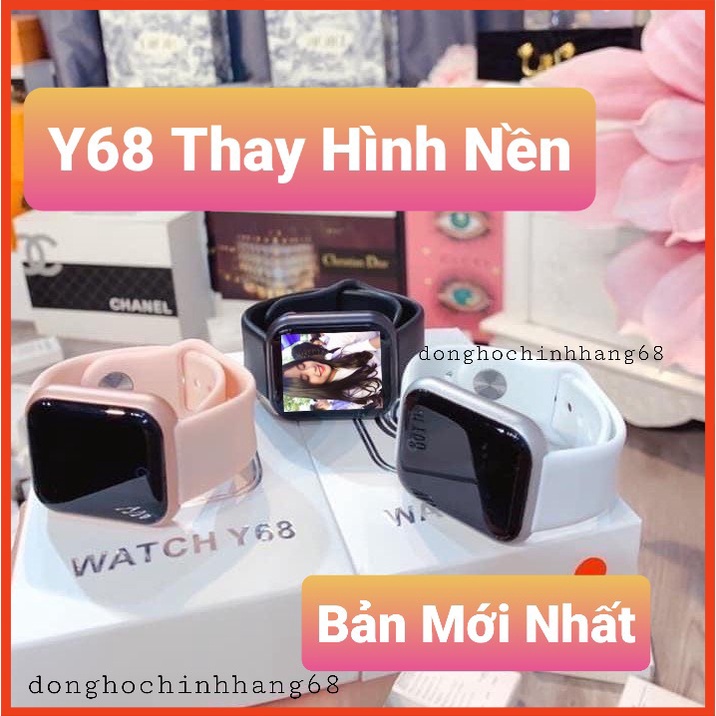 💥Thay được hình nền💥 Đồng Hồ Thông Minh Y68 Bản Cao Cấp Kết Nối Bluetooth