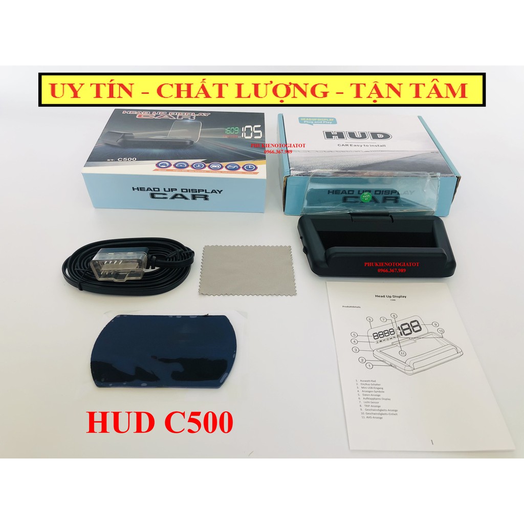 (GIÁ SỐC) MÀN HÌNH HUD C500 HIỂN THỊ TỐC ĐỘ TRÊN KÍNH LÁI Ô TÔ