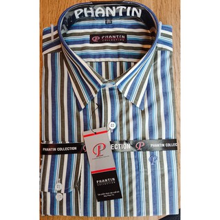 Áo sơ mi nam công sở cao cấp PHANTIN tay dài [Sọc xanh dương rêu C]