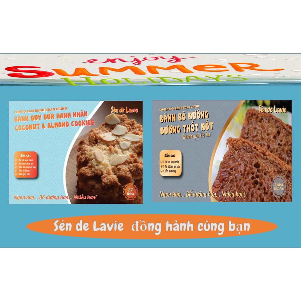 Bộ 2 combo làm Bánh quy dừa hạnh nhân & Bánh bò đường thốt nốt nướng - Sén de Lavie