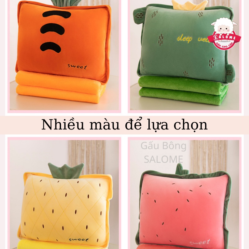 Gấu Bông Có Mền Hình Trái Cây SALOME, Chăn Gối Văn Phòng 3 trong 1