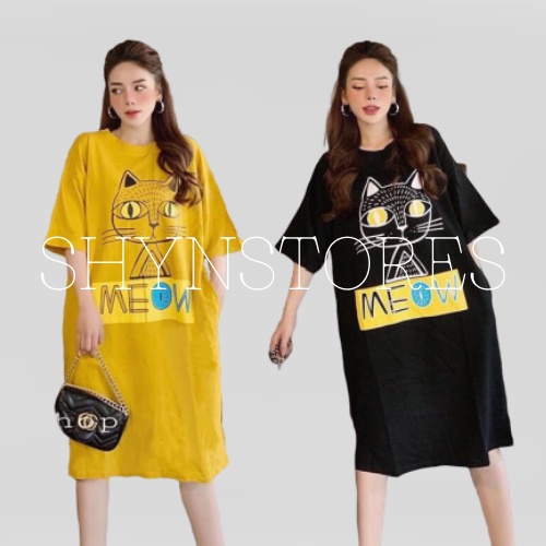 Đầm suông nữ Shynstores - váy xuông cotton tay lỡ Moev form rộng freeship