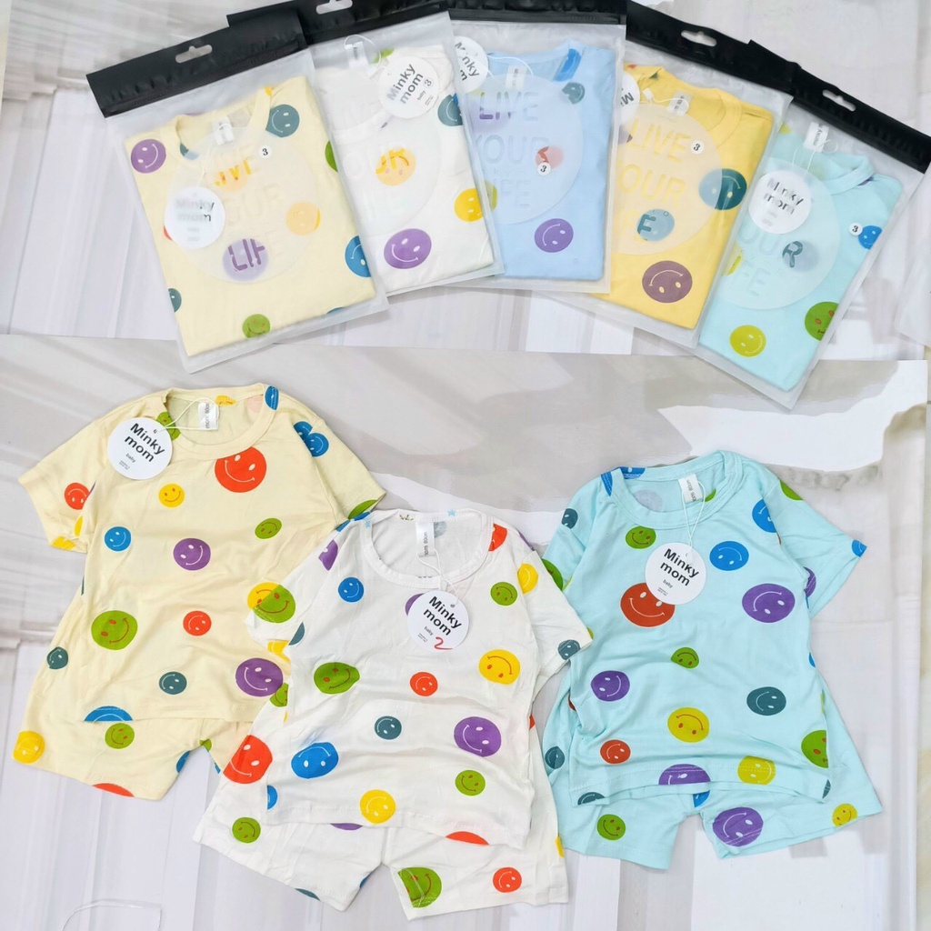 Bộ Cộc Tay Cho Bé Bộ Minky Mom Cộc Tay Chất Thun Lạnh siêu mềm mịn thoáng mát 5 hinh QN1