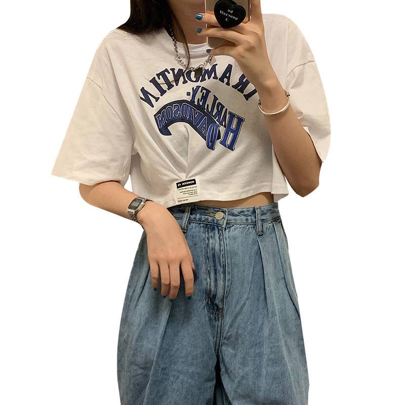 [ Mã 11FASHIONSALE1 giảm 10K đơn 50K ] Áo Croptop Ngắn Tay Thiết Kế Lệch Tà Thời Trang Mùa Hè Cá Tính Cho Nữ | BigBuy360 - bigbuy360.vn
