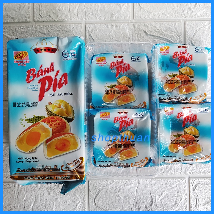 [ HSD : 9/6/22 ] Bánh pía 5 sao đậu sầu riêng trứng muối Tân Huê Viên 600g ( 4 cái )