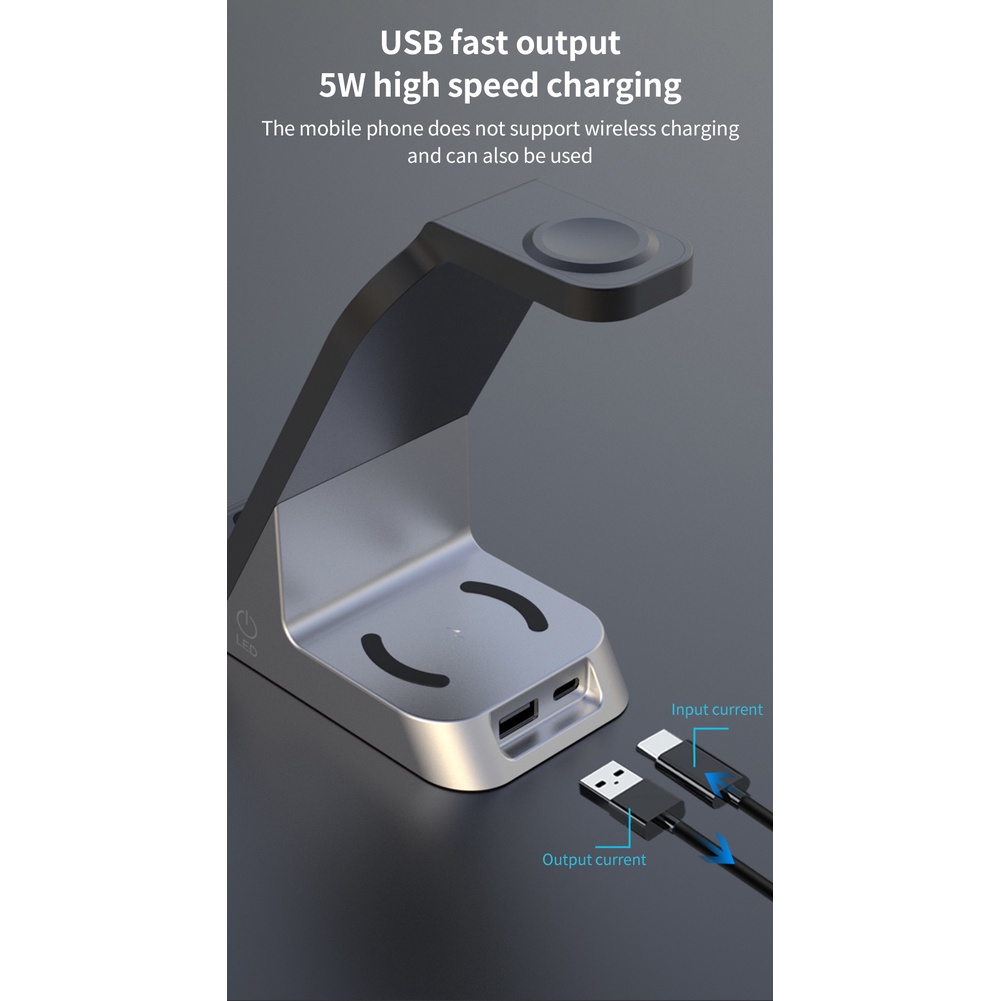 Cáp SạC Nhanh Không Dây Đa Năng H36 15W Cho ĐồNg Hồ Apple Watch AirPods 3 IPhone13