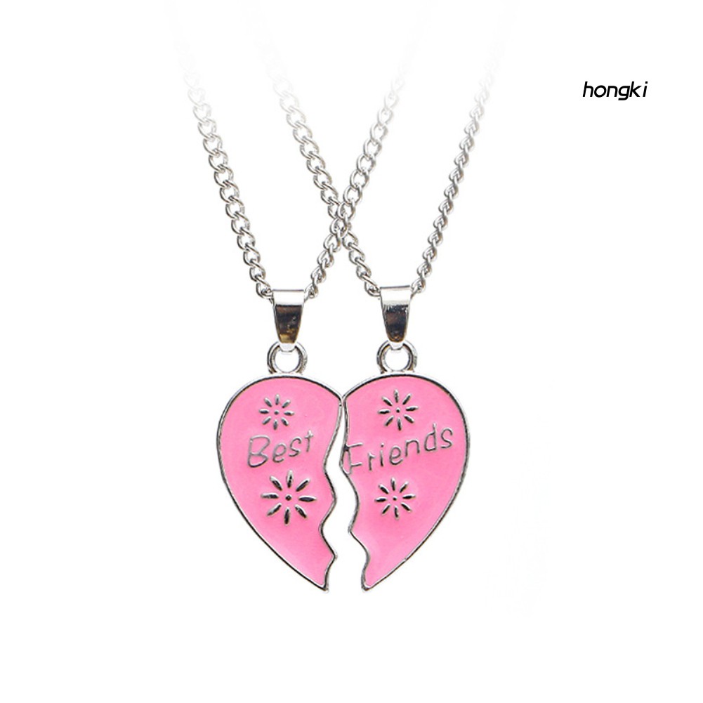 Set 2 Dây Chuyền Mặt Trái Tim Ghép Khắc Chữ Best Friends Thời Trang Cho Nữ