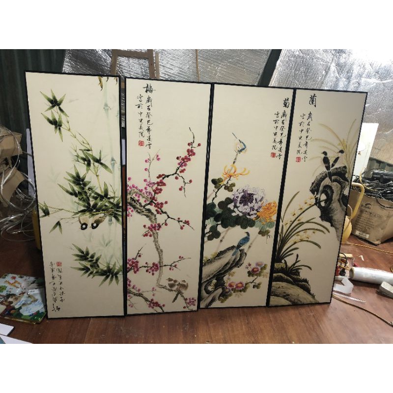 Tranh tứ quý, tranh canvas cao cấp, tùng cúc trúc mai