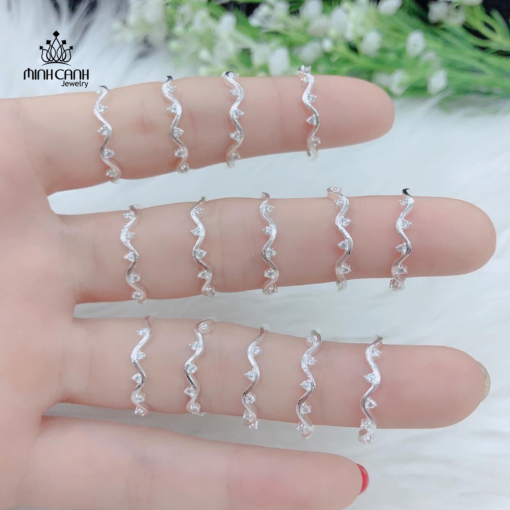 Nhẫn Bạc Nữ Dạng Sóng Đính Đá - Minh Canh Jewelry