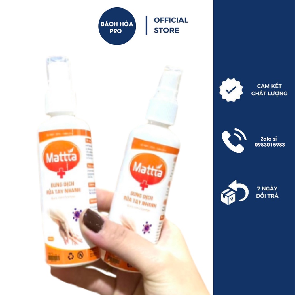 Dung Dịch Sát Khuẩn Tay, Nước Xịt Khử Khuẩn Tay Nhanh Mattta 100ml