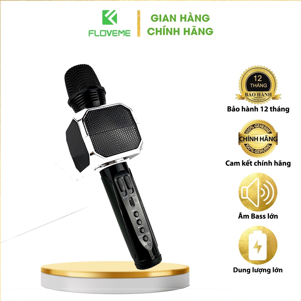 Micro karaoke không dây Floveme - SD10 loa bluetooth tích hợp micro hát karaoke, âm thanh trong, Bass khỏe