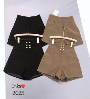 Quần short cạp siêu cao phối 6 khuy