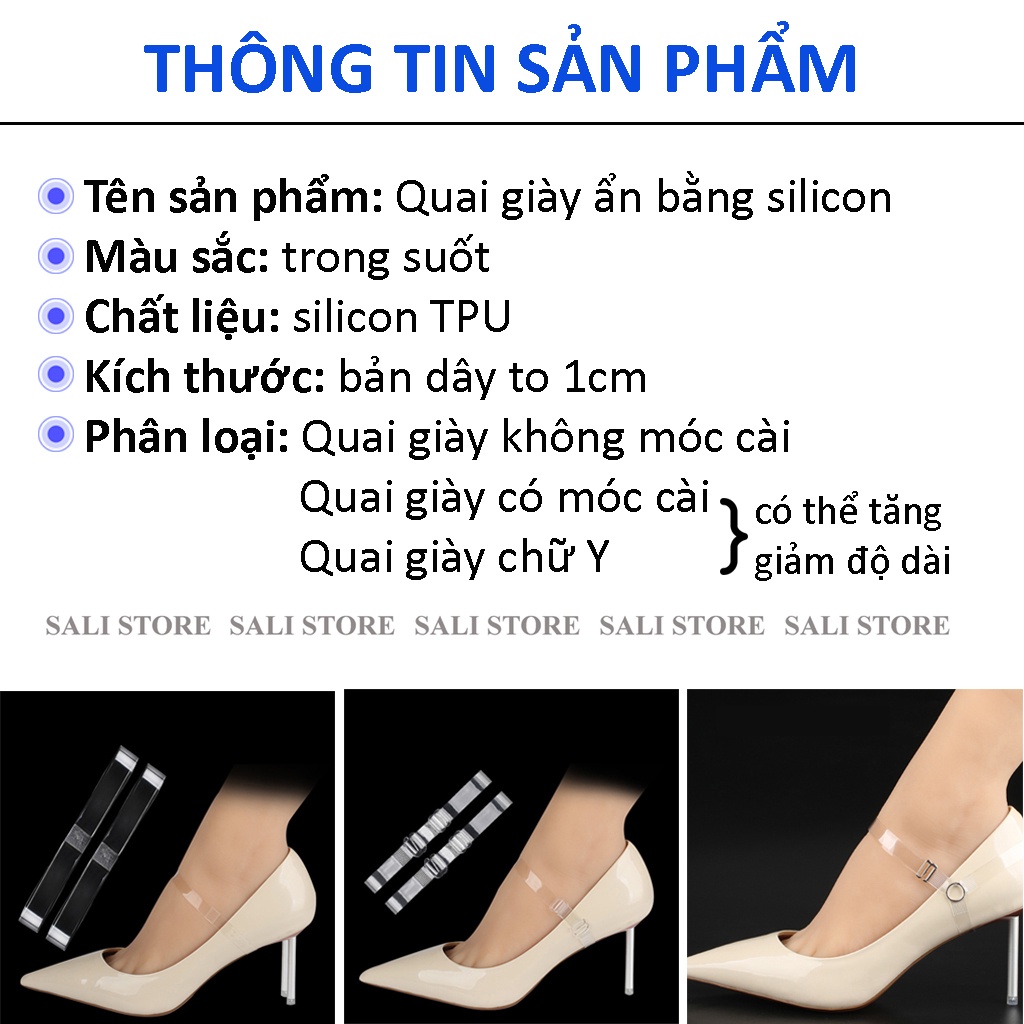 Quai giày cao gót bằng silicon trong suốt giúp giữ và ôm chân, chống tuột gót khi mang giày SALI PK39 PK51 PK143