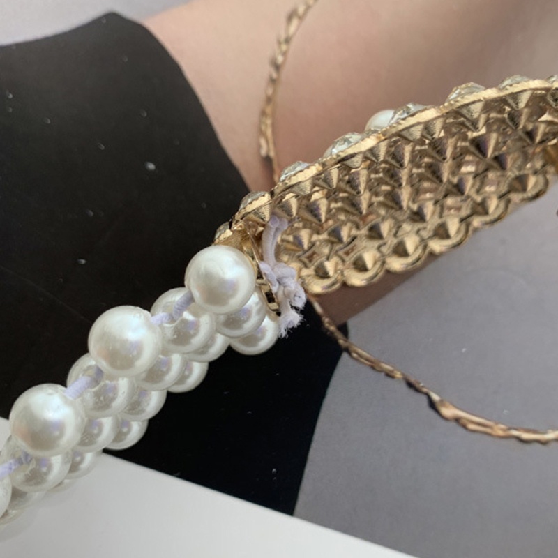 Thắt lưng co giãn đính đá + ngọc trai nhân tạo thời trang cho nữ